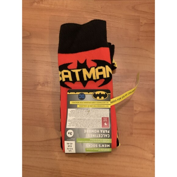 Batman Men's Adult Crew Socks 3 Pairs for Shoe Sizes 9.5-12 Multi-Color - Picture 9 of 12